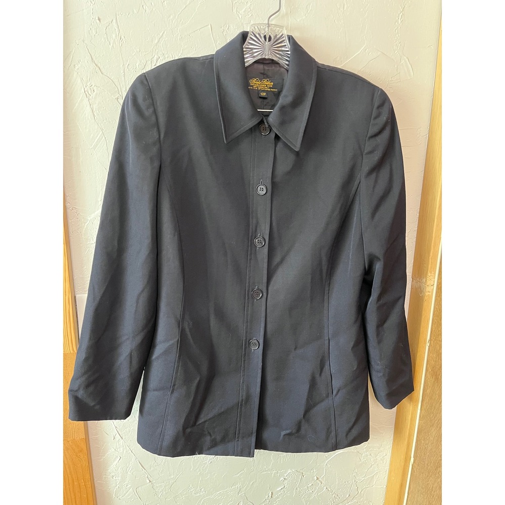 Brooks‎ Brothers Wool Womens Black Blazer Jacket Size 12P Made in USA